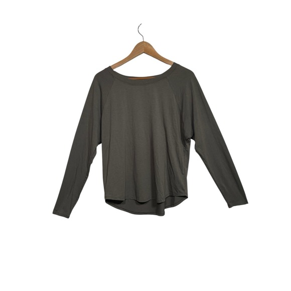 Athleta Mesh Back T-Shirt Women's M Gray Long Sleeve Activewear Yoga Running Top - Picture 1 of 8